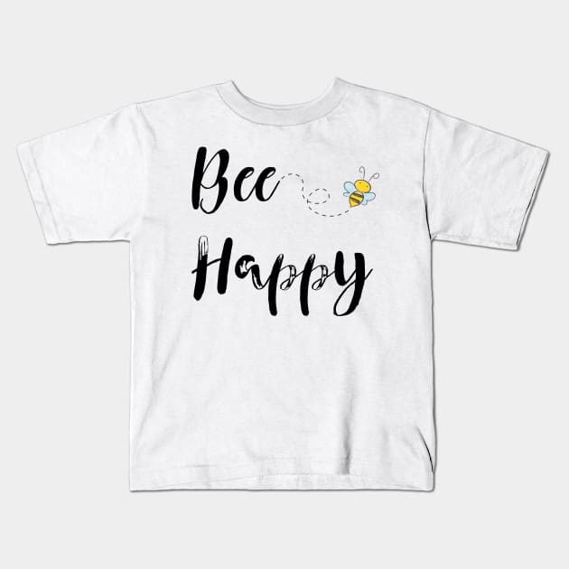 Cute BEE HAPPY Honeybee Gifts Kids T-Shirt by gillys